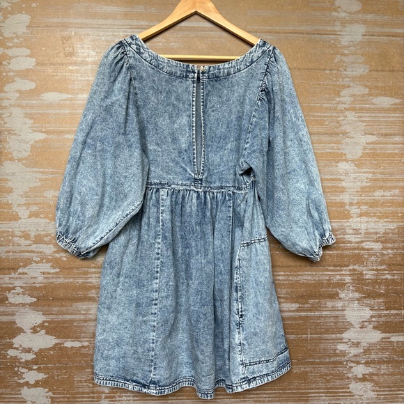 Free People Get Obsessed Mini Dress Denim Western Rodeo Preppy Womens XS - Picture 3 of 6